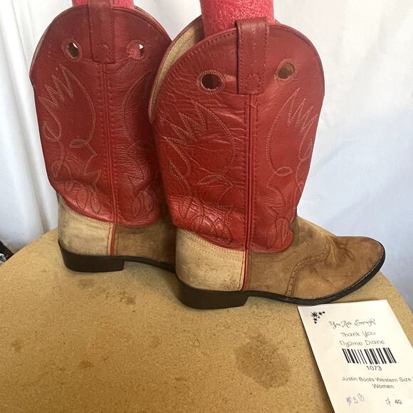 Justin Western Boots Size 6 D Red tan women Leather - Picture 5 of 11